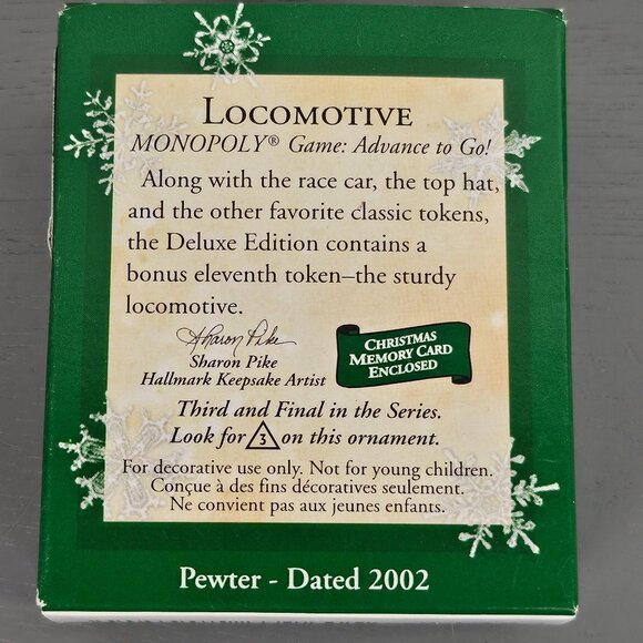 Hallmark Keepsake Miniature Ornament Monopoly Game Locomotive New with Box - Picture 4 of 4